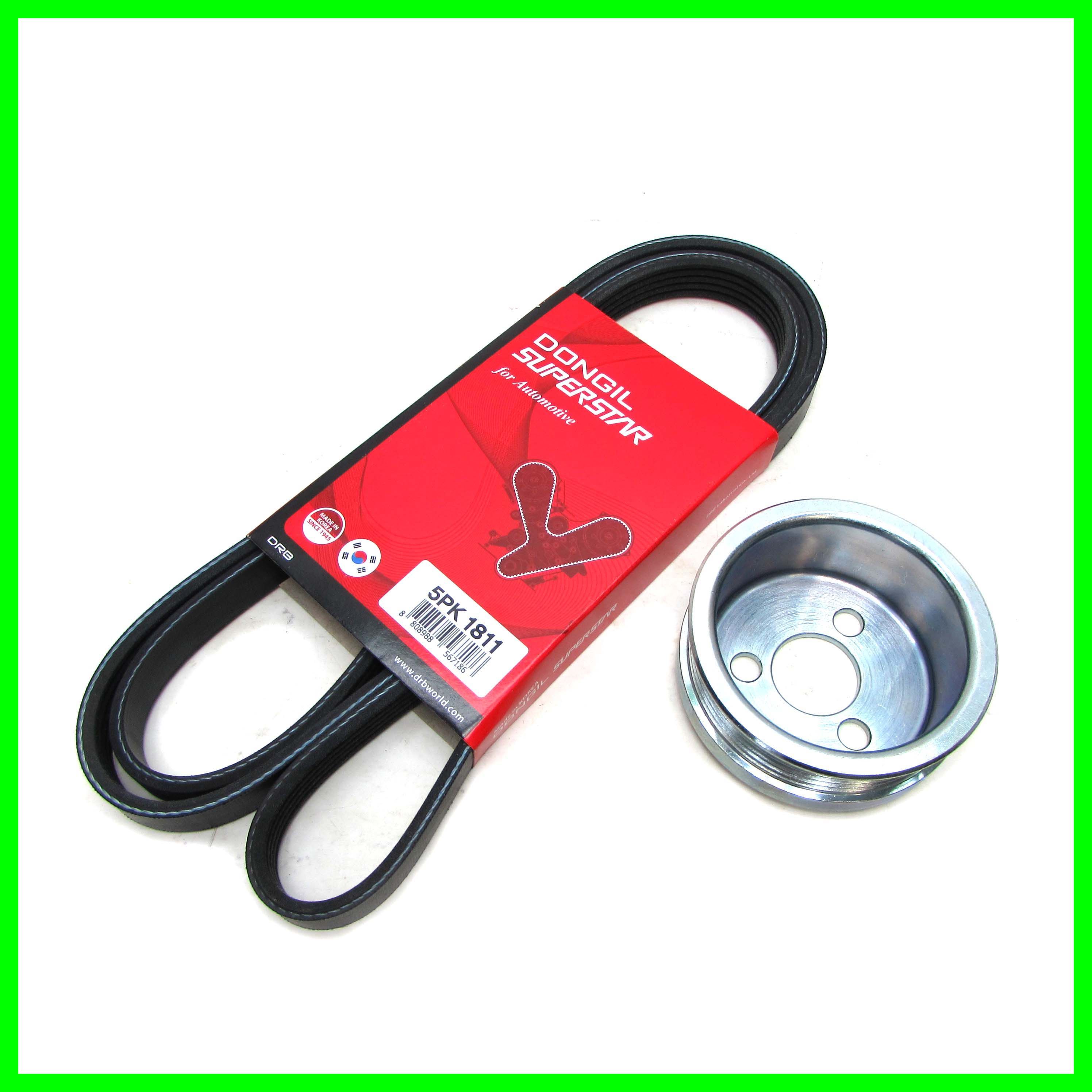 Шкив водяного насоса 80 мм ВАЗ 2123 Chevrolet Niva металлический уменьшенный (в комплекте с ремнем 5РК1811)