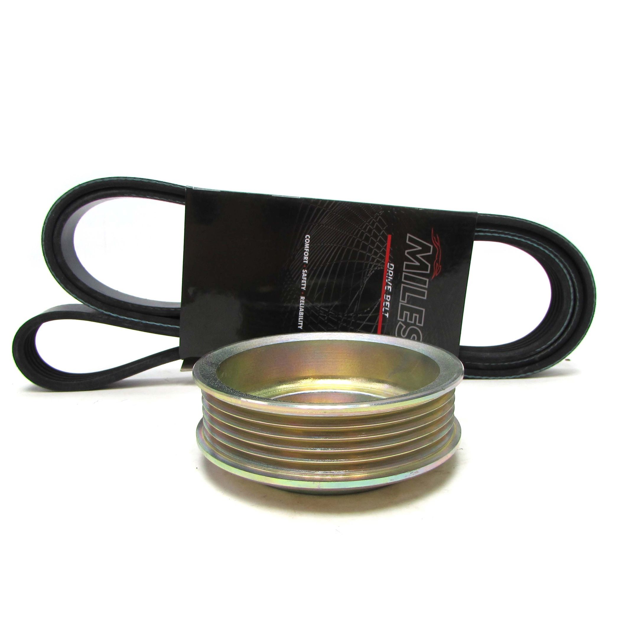 Шкив водяного насоса 90 мм ВАЗ 2123 Chevrolet Niva металлический уменьшенный (в комплекте с ремнем 5РК1815)