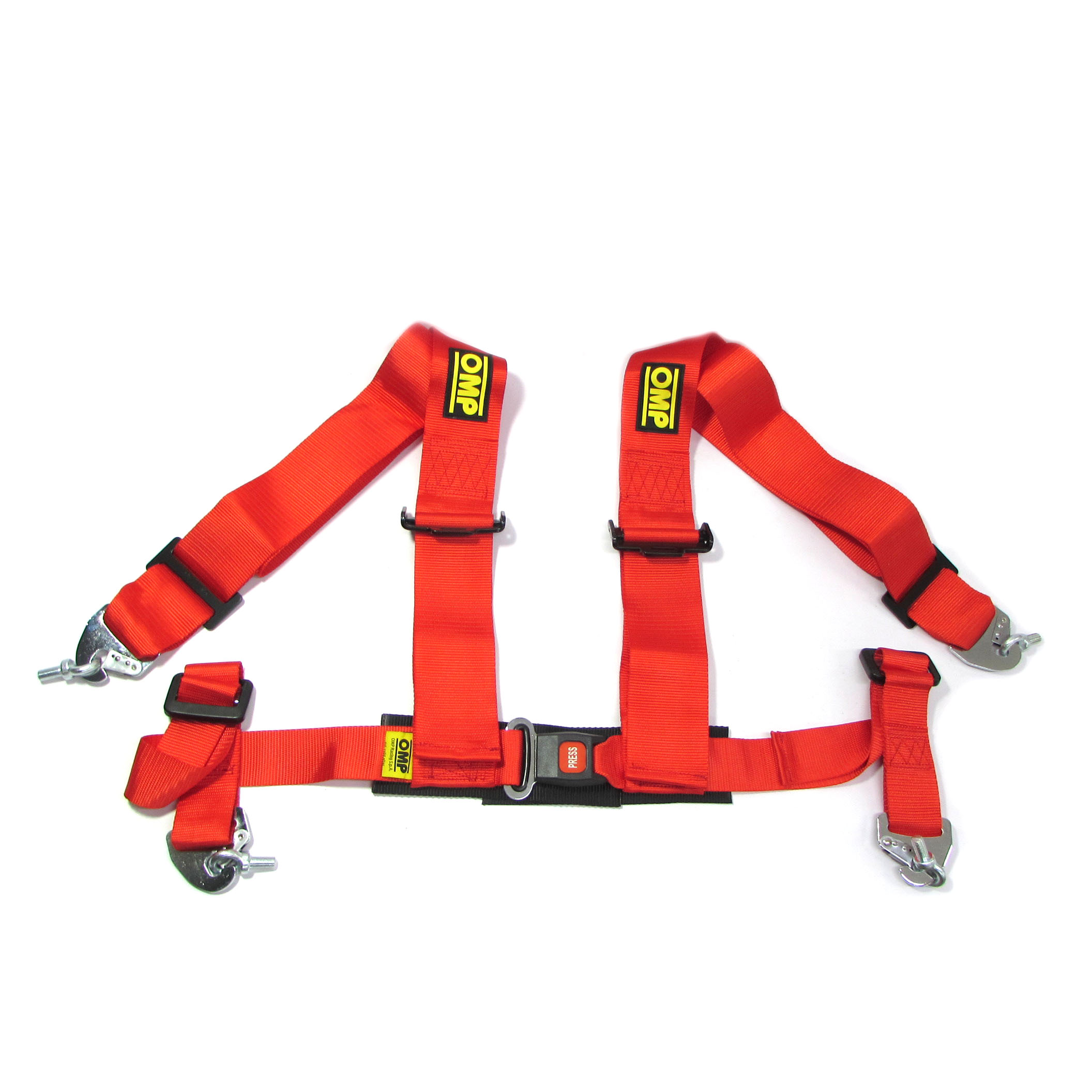 Ремни безопасности 4-х точечные OMP красные