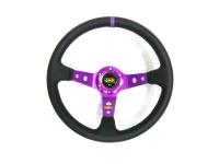 Купить рулевое колесо omp с выносом фиолетовый, кожа