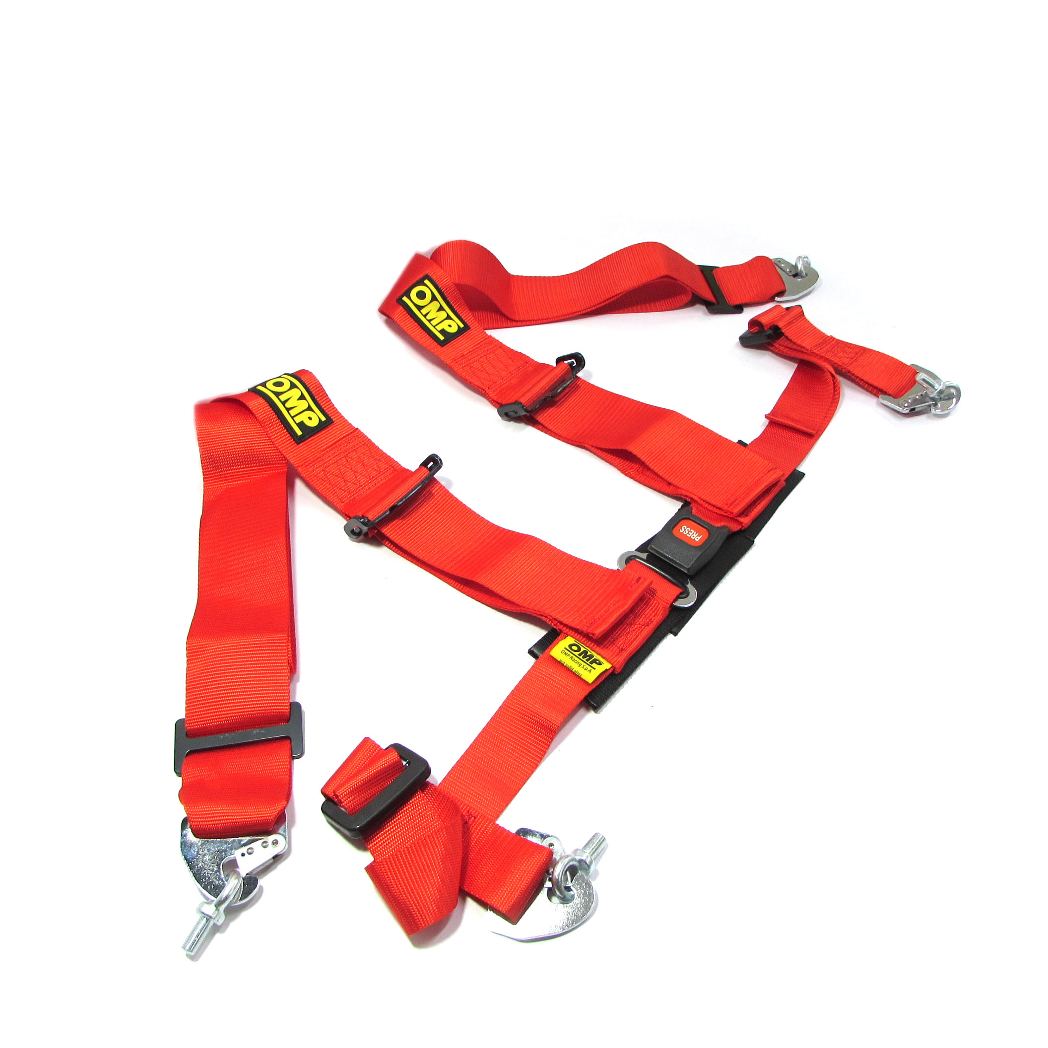Ремни безопасности 4-х точечные OMP красные